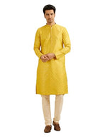 Manyavar MenS Art Silk Sequined Kurta Set (Yellow,M)