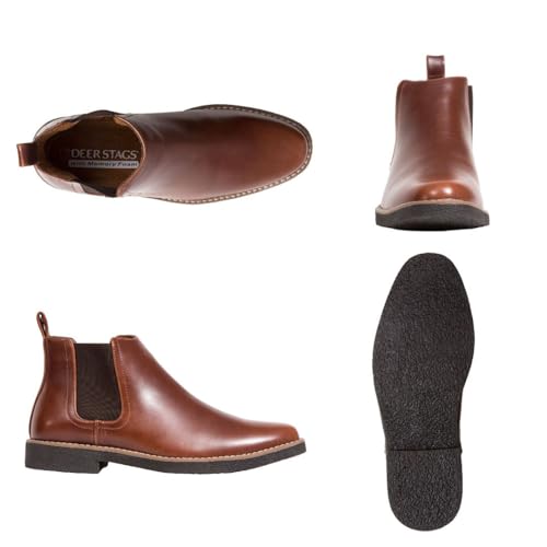 Deer Stags Men's Rockland Dress Comfort Chelsea Boot/Redwood/Dark Brown/ 12 / Wide