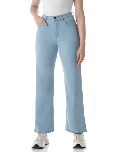 INKD Womens Wide Leg Jeans - High Rise | Enzyme Wash | Classic 5 Pocket Styling (INKSS24WJN-407-Seaside Slate-36)