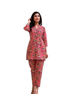 GRECIILOOKS Womens Casual Rayon Regular Fit Co-Ord Pajama Set (Pink, X-Large)