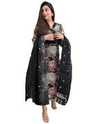 ANNI DESIGNER Womens Cotton Blend Straight Printed Kurta with Pant & Dupatta (Poona Black_4XL_Black_XXXX-Large)