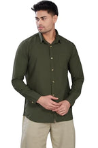 Divisive MenS Solid Slim Fit Shirt (Dst81_Xxl_Dark Olive)