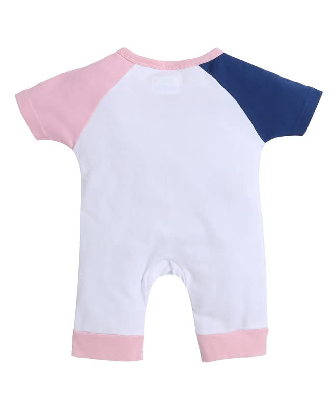 Bumzee White Girls Half Sleeves Thigh Length Romper
