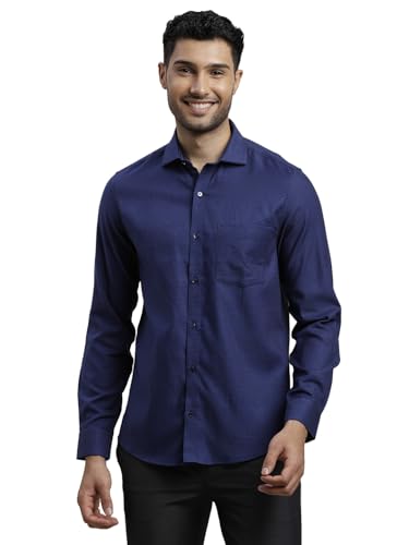 Turtle Men 100% Cotton Slim Fit Full Sleeve Indigo Blue Formal Shirt