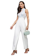 Miss Chase WomenS Halter Neck Sleeveless Embellished Wrap Regular Length Jumpsuit (Mcss23D15-80-114-06, Off White, Xl)