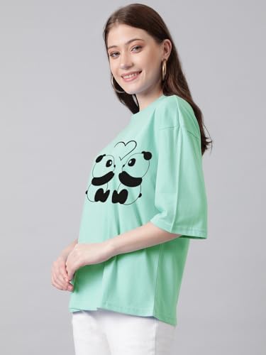 KOTTY Womens Cotton Blend Printed Oversized T-Shirts