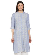 W For Woman Women'S Rayon Floral Regular Kurta (22Few15964-117443_Chambray Blue_4Xl)