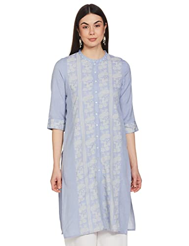 W For Woman Women'S Rayon Floral Regular Kurta (22Few15964-117443_Chambray Blue_4Xl)