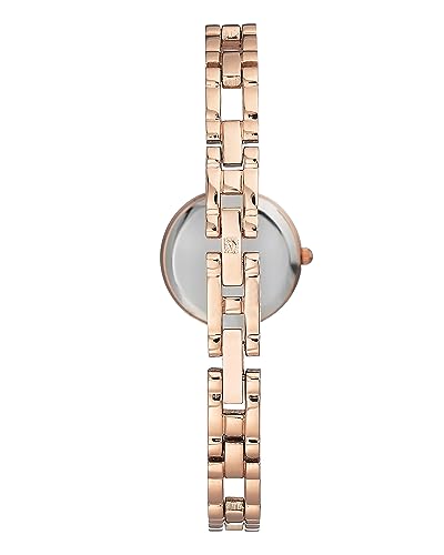 Anne Klein Women's Premium Crystal Accented Rose Gold-Tone Open Bracelet Watch
