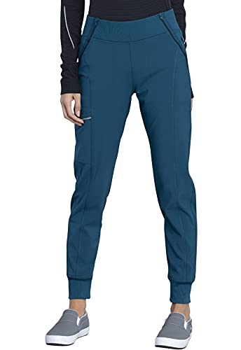 cherokee Infinity Women Scrubs Pant Mid Rise Jogger cK110AP, S Petite, caribbean Blue