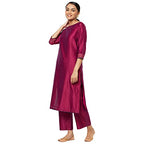 Fabindia Women Silk Printed Kurta Set Cotton_Navy