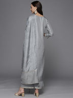 Libas Womens Woven Design Silk Blend Straight Kurta With Palazzos And Dupatta