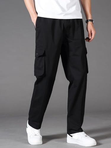 Paralians Mens Polyester Blend Casual Cargo Trousers Pants