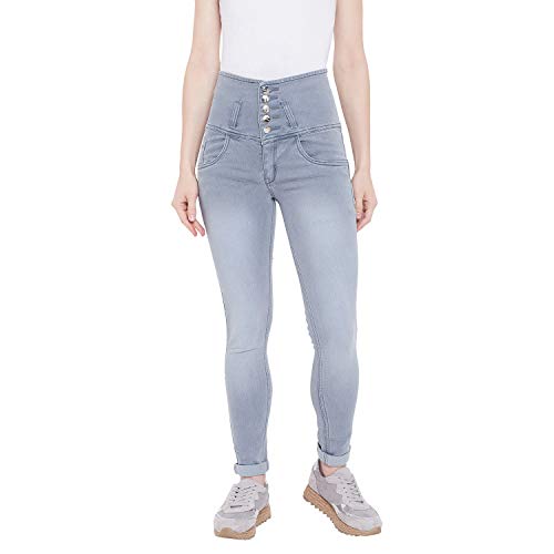 Nifty Womens Denim Stretchable High Waist Jeans (1236, Grey, 32)