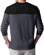 EYEBOGLER Mens Round Neck Regular Fit Colorblocked Full Sleeves T-Shirt