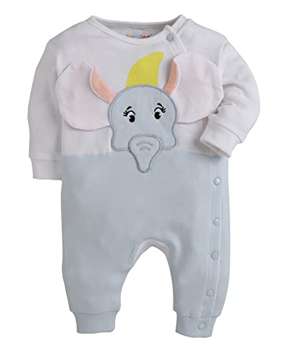 BUMZEE Full Sleeves Elephant Applique Sleepsuit for Baby Boys Age - 9-12 Months