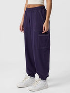 The Souled Store Petunia Women and Girls Pull On Solid Polyester Blend Baggy Fit Cargo Joggers