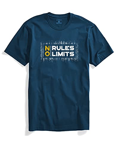 ADRO No Rules No Limits Mens Printed T-Shirt (RNR-M-LIM-SB_Teal_XL)