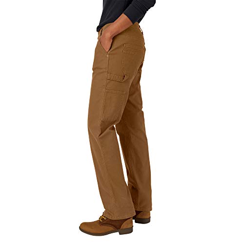 Dickies Women's Relaxed Straight Carpenter Pant, Rinsed Brown Duck, 4