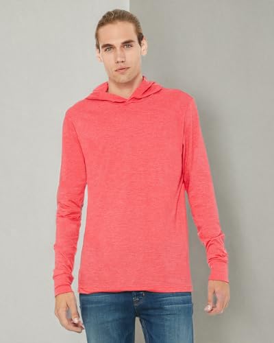 Unisex Jersey Long-Sleeve Hoodie - HEATHER NAVY - XS(D0102H7WF98)