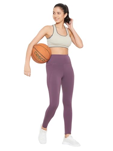 Clovia WomenS Feather Feel High Rise 3 Pocket Tights (Ab0091R15_Purple_L)