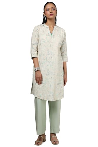 Soch Women Cotton Linen Abstract Print Kurta with Beads