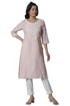 W Women Pink Festive Solid Cotton Straight Kurta_24Few10509-221413_3Xl
