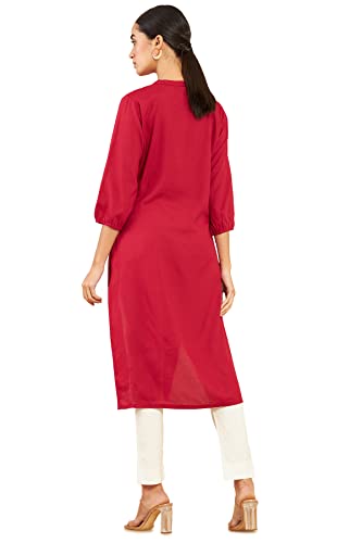 Soch Women Maroon Round Neck Kurti
