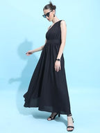 Ketch Cotton Blend Women Casual Fit Black Dress Maxi Khj6000351