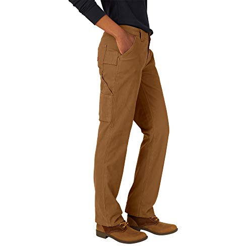 Dickies Women's Relaxed Straight Carpenter Pant, Rinsed Brown Duck, 4