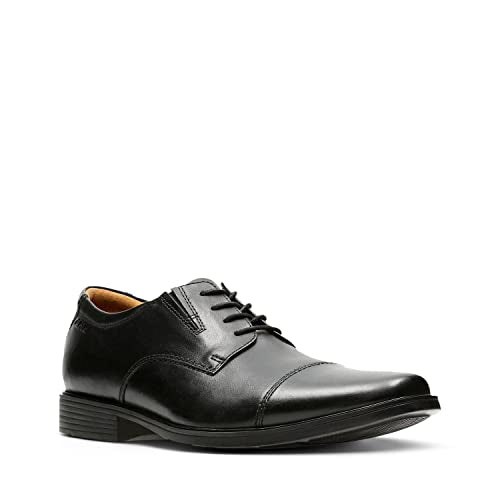 Clarks mens Tilden Cap Oxford, Black Leather, 9 E US