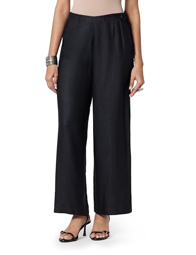 Fabindia Women Tussar Ijar Pant Viscose_S Black