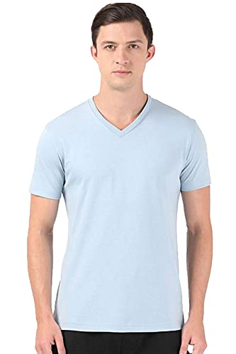 Adro MenS V Neck Combo Plain Cotton T-Shirts_Vcm2-Pln-Sk-Wh-Xl Sky Blue, White