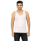 PRAKASAM COTTON Mens Combed Cotton Round Neck Sleeveless White Vest with Extended Length for Easy Tuck (Platinum) Pack of 3