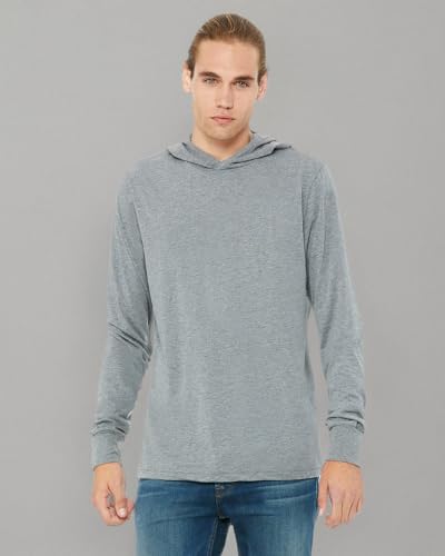 Unisex Jersey Long-Sleeve Hoodie - HEATHER NAVY - XS(D0102H7WFgT)