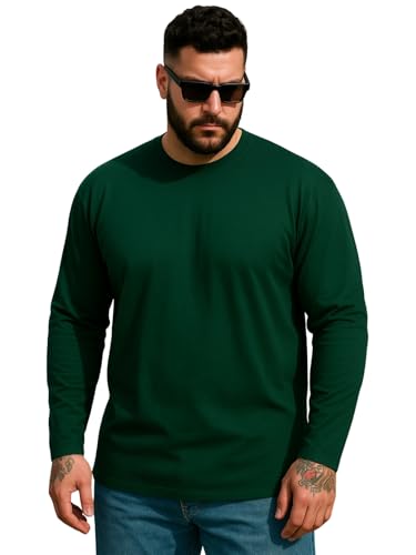 Veirdo Men's Cotton Oversized Fit Drop Shoulder Solid Core Plus Size Full Sleeve T-Shirt