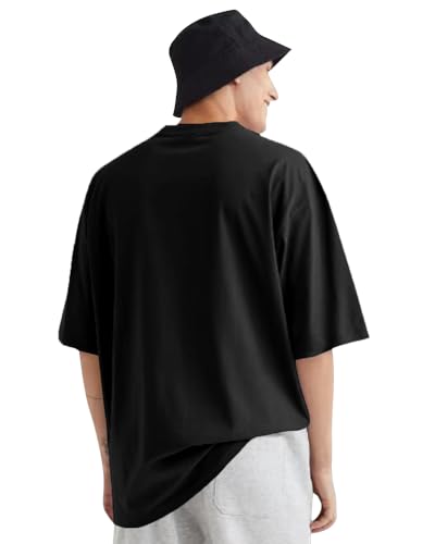 EYEBOGLER Oversized T Shirts for Men, Cotton Blend Panda Printed Round Neck Half Sleeves Casual Loose Baggy Tees Drop Shoulder B