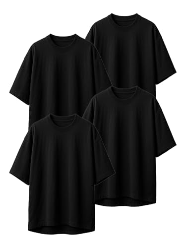 Veirdo Men's Cotton Oversized Fit Short Sleeve Solid Round Neck T-Shirt Combo