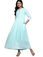 Libas WomenS Rayon Fit And Flare Maxi Dress (26268_Blue