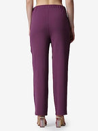 POPWINGS Casual Formal Regular Fit Solid Trousers for Women || Stylish Formal Trouser for Women with Pockets || Pull On Trouser