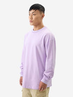 The Souled Store Solids: Pale Purple Men And Boys Round Neck Cotton Oversized Full Sleeve T-Shirts