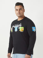 Bewakoof Plus Official Tom N Jerry Merchandise Mens Graphic Print Regular Fit Full Sleeve Round Neck Cotton Plus Size T-Shirt_6