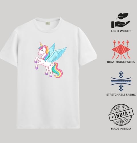 ADRO T Shirts for Boys & Girls || Unicorn Printed Cotton T-Shirt || Ages 3-14 || 100% Cotton Round Neck Tshirt for Boys & Girls|