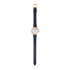 Fossil Women's Carlie Mini Quartz Stainless Steel and Leather Three-Hand Watch, Color: Rose Gold, Navy (Model: ES4502)