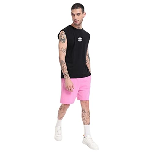 Bewakoof MenS The King Graphic Print Cotton Vest- Oversized Fit, Round Neck, Sleeveless 567767_Black_L