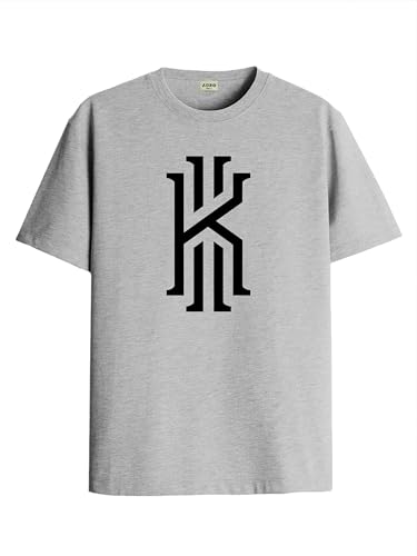 ADRO Mens Printed T Shirt - Premium Cotton Graphic Printed Tshirt - Grey T-Shirt - RN24-KOBE-GR-XL