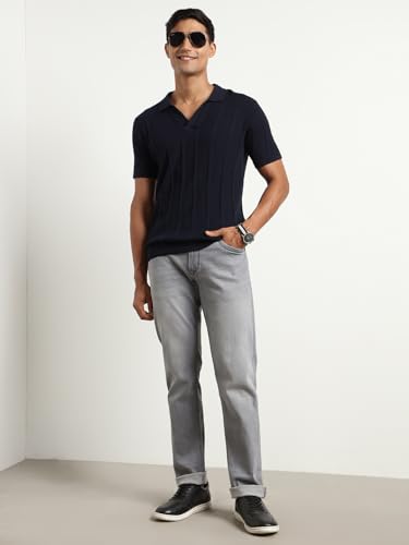 Nobero MenS Cotton Self Design Regular Fit Polo Shirt