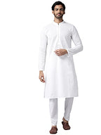 See Designs Mens Kurta | Specially Crafted And Designed For The Eid Festival White Cotton Embroidered Kurta Mandarin Collar Long