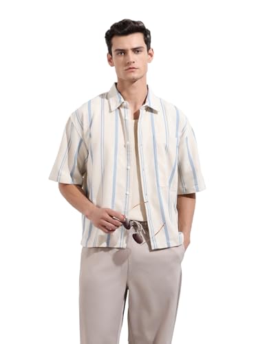 The Indian Garage Co Mens Boxy Fit Textured Resort Shirt