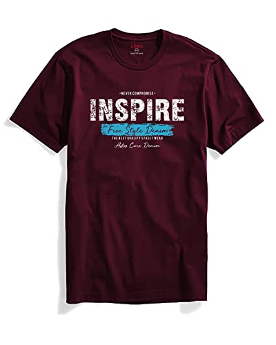 ADRO Men's Solid Regular Fit T-Shirt (RN22-03-CORE-WH_Maroon 2XL)